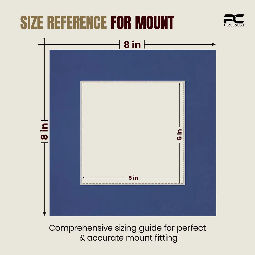 Blue 8x8" Picture Mount With 5x5" Aperture | Acid-Free Mat Board For Photos & Artwork thumbnail 3
