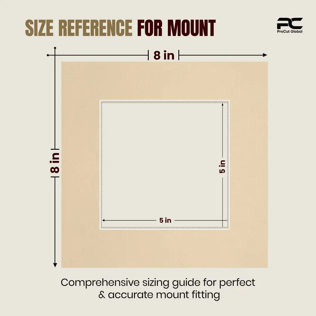 Ivory 8x8" Picture Mount With 5x5" Aperture | Acid-Free Picture Mount Board thumbnail 3