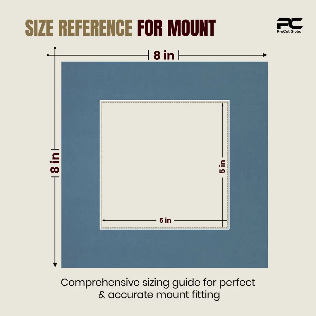 Pompador 8x8" Picture Mount With 5x5" Aperture | Acid-Free Picture Mount Board thumbnail 3