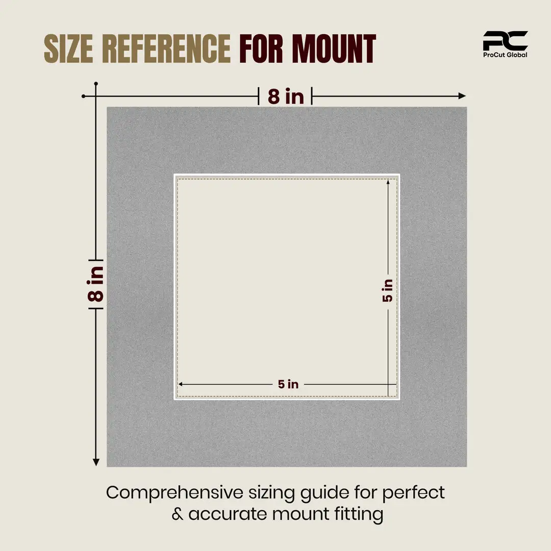 Silver 8x8" Picture Mount With 5x5" Aperture | Acid-Free Picture Mount Board thumbnail 3