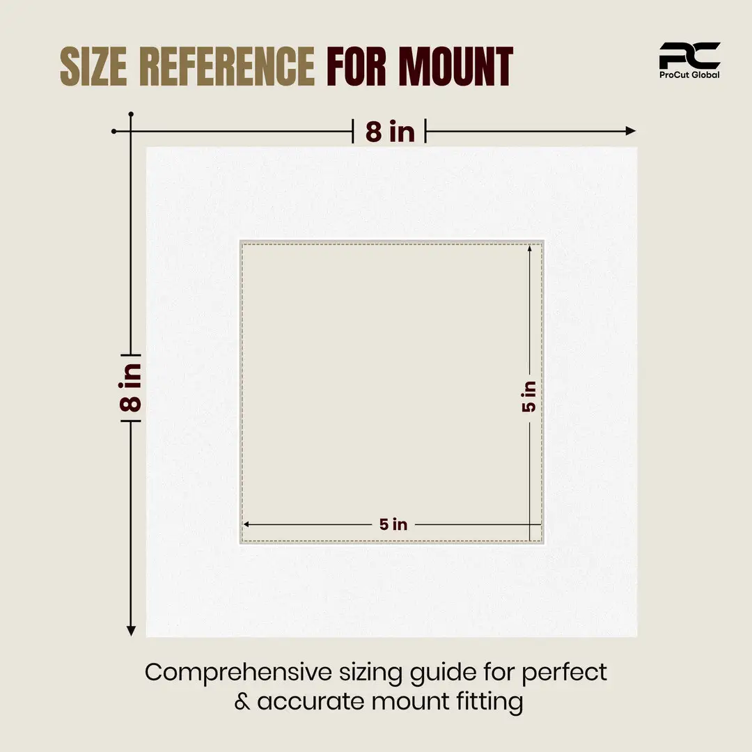 Ice White 8x8" Picture Mount With 5x5" Aperture | Acid-Free Mat Board For Picture Frames thumbnail 3