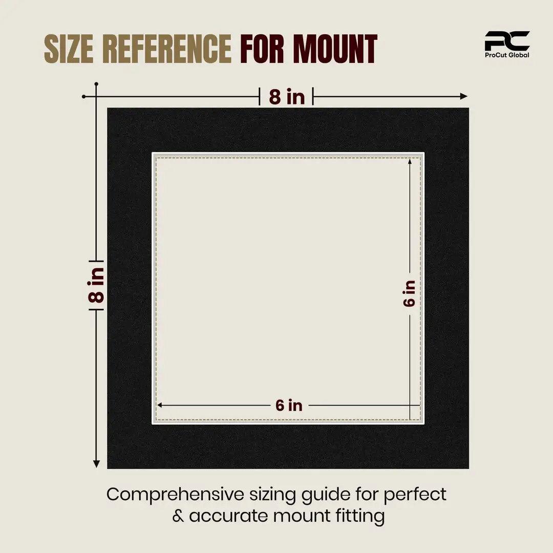 Black 8x8" Picture Mount With 6x6" Aperture | Acid-Free Picture Mount Board thumbnail 3