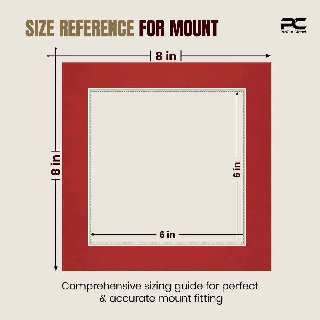 Crimson 8x8" Picture Mount With 6x6" Aperture | Acid-Free Mat Board For Picture Frames thumbnail 3