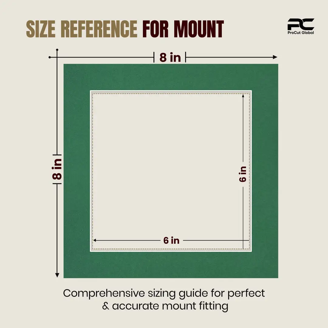 Emerald (Green) 8x8" Picture Mount With 6x6" Aperture | Acid-Free Mat Board For Picture Frames thumbnail 3