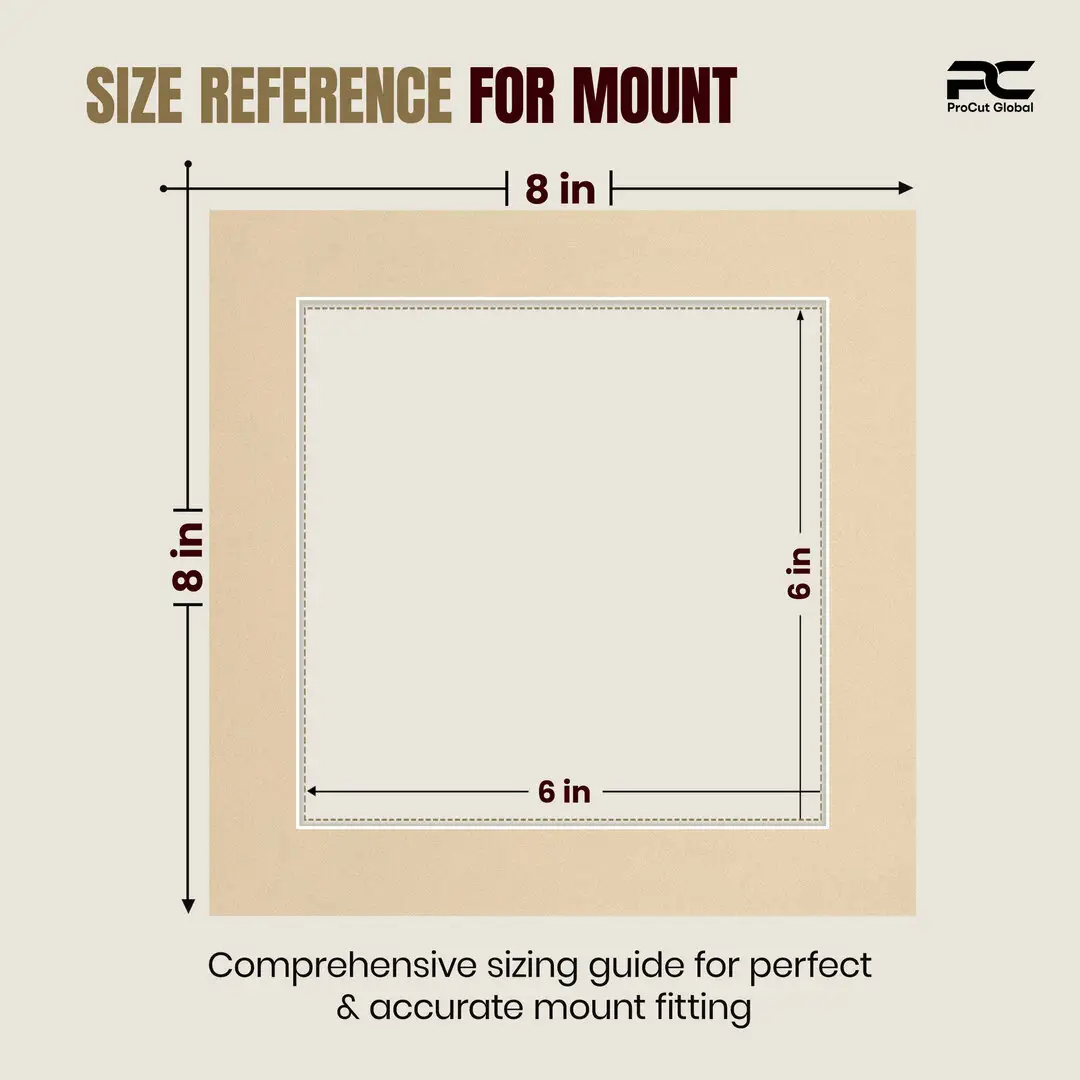 Ivory 8x8" Picture Mount With 6x6" Aperture | Acid-Free Mat Board For Photos & Artwork thumbnail 3