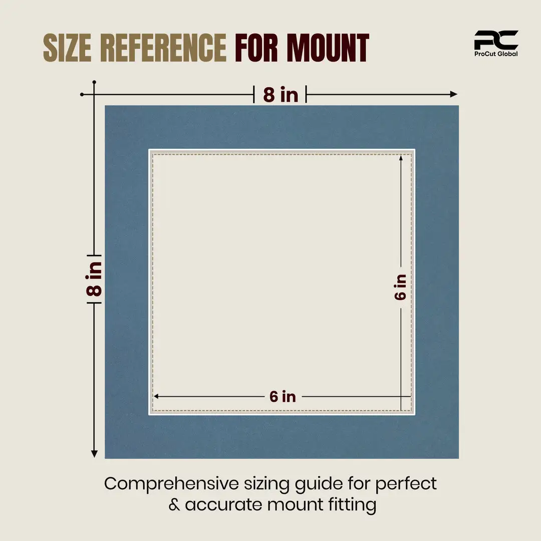 Pompador 8x8" Picture Mount With 6x6" Aperture | Acid-Free Mat Board For Picture Frames thumbnail 3