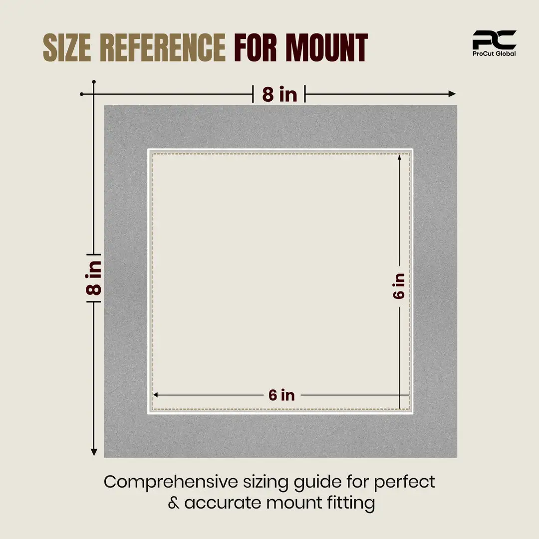 Silver 8x8" Picture Mount With 6x6" Aperture | Acid-Free Picture Mount Board thumbnail 3