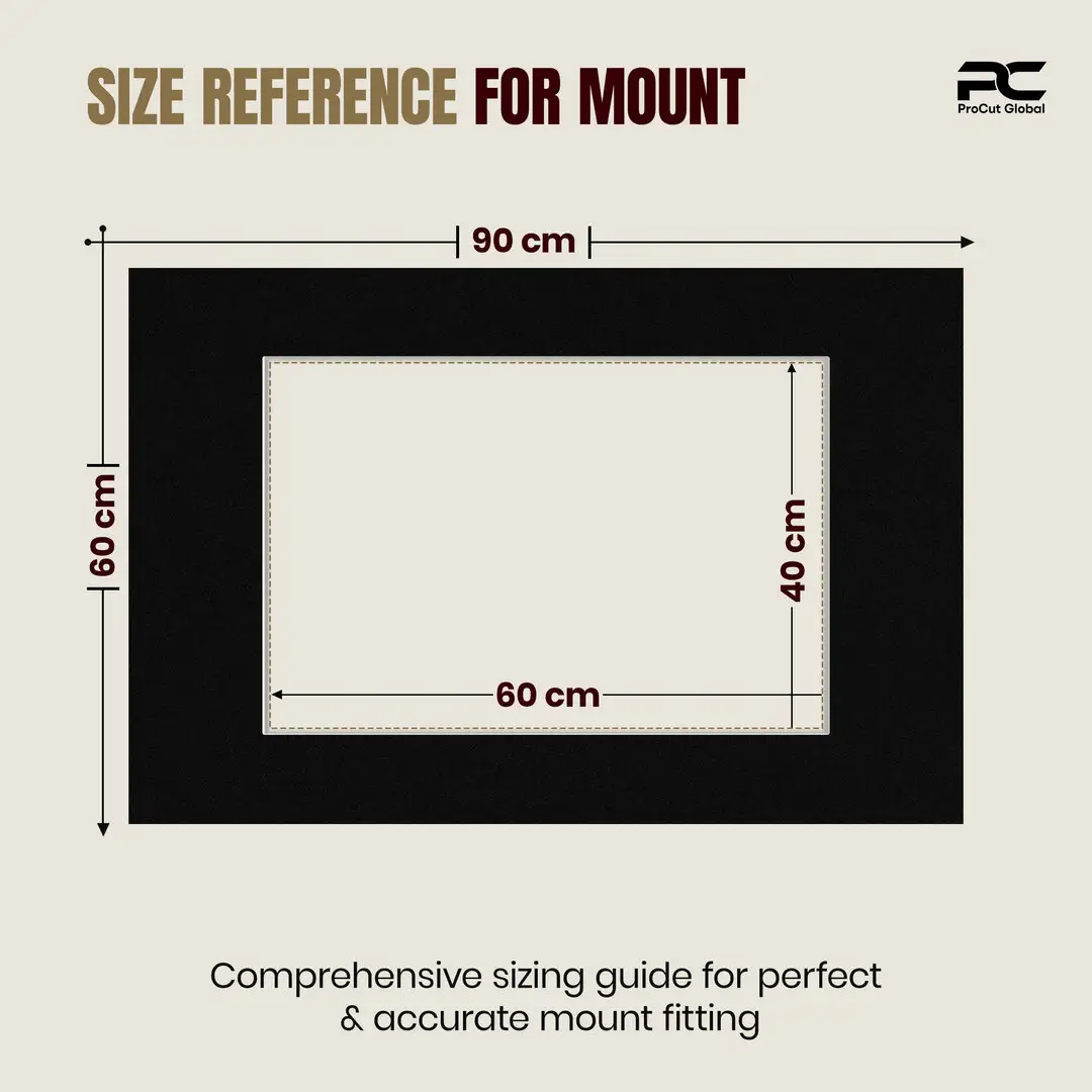 Black 90x60cm Picture Mount With 60x40cm Aperture | Acid-Free Picture Mount Board thumbnail 3