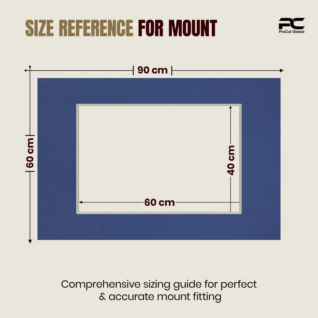 Blue 90x60cm Picture Mount With 60x40cm Aperture | Acid-Free Picture Mount Board thumbnail 3