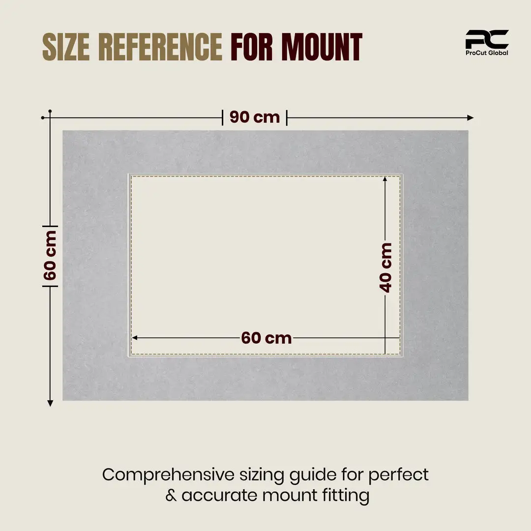 Silver 90x60cm Picture Mount With 60x40cm Aperture | Acid-Free Mat Board For Picture Frames thumbnail 3