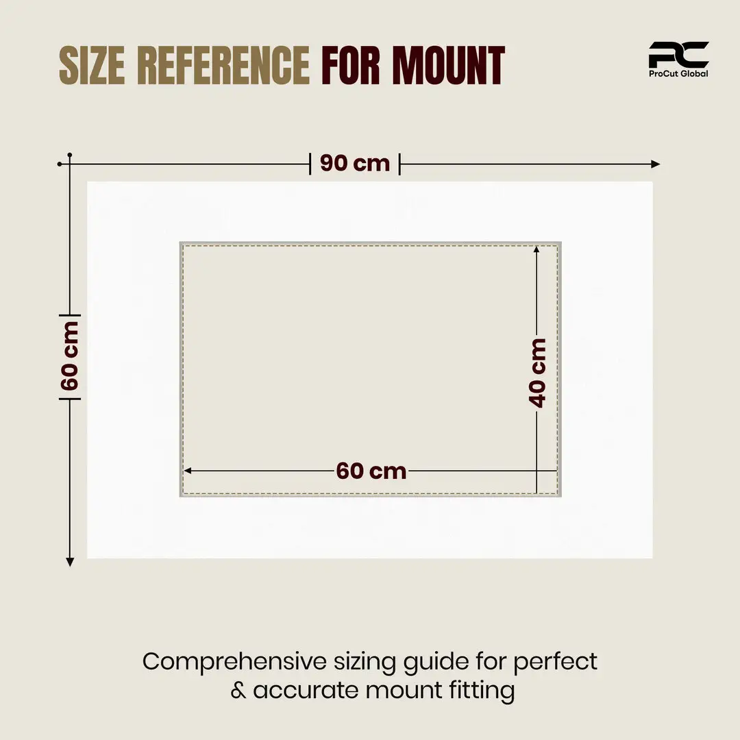 Ice White 90x60cm Picture Mount With 60x40cm Aperture | Acid-Free Picture Mount Board thumbnail 3