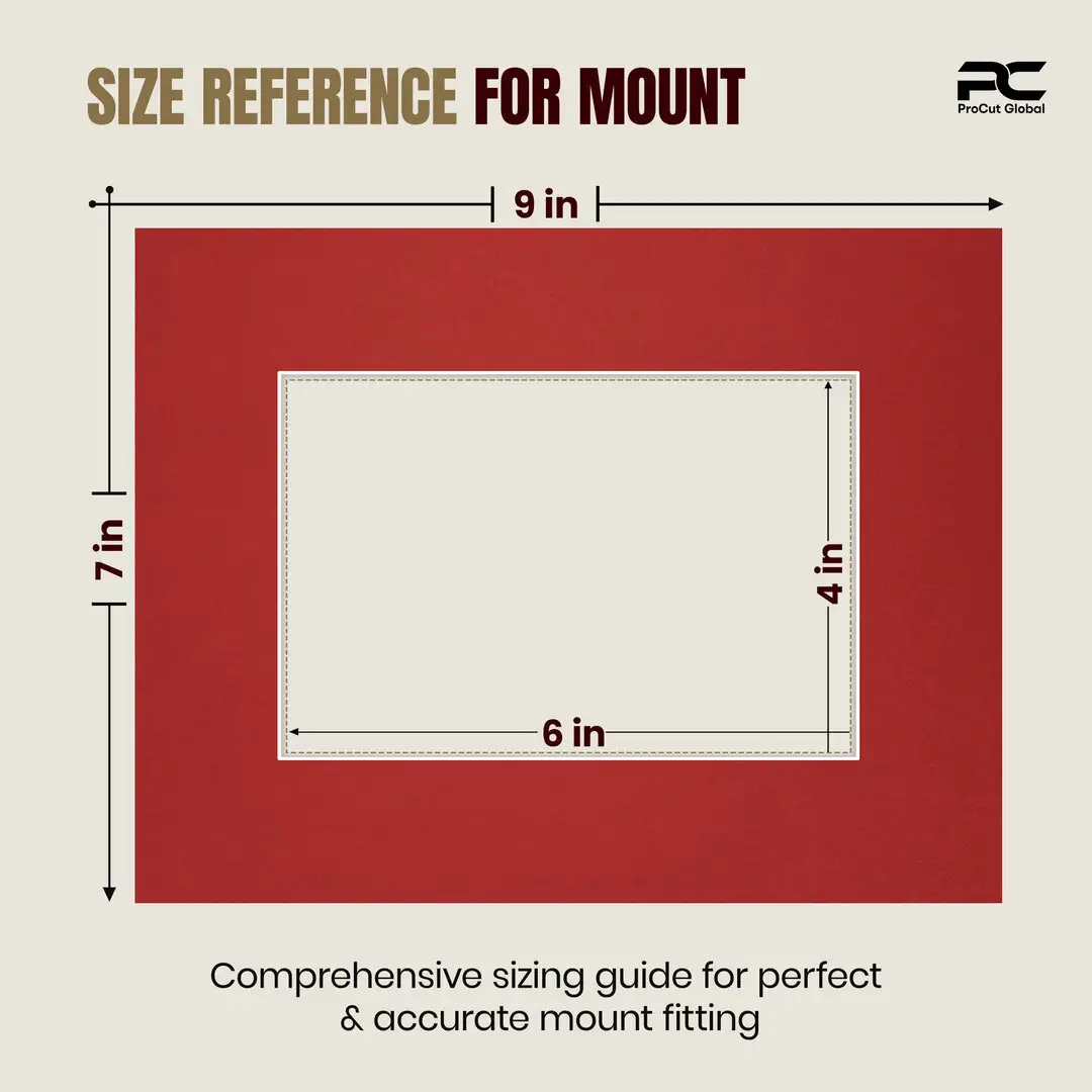 Crimson 9x7" Picture Mount With 6x4" Aperture | Acid-Free Mat Board For Photos & Artwork thumbnail 3