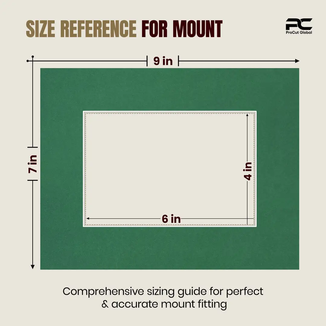 Emerald (Green) 9x7" Picture Mount With 6x4" Aperture | Acid-Free Mat Board For Picture Frames thumbnail 3