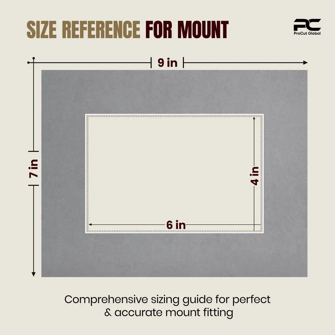 Mid Grey 9x7" Picture Mount With 6x4" Aperture | Acid-Free Picture Mount Board thumbnail 3