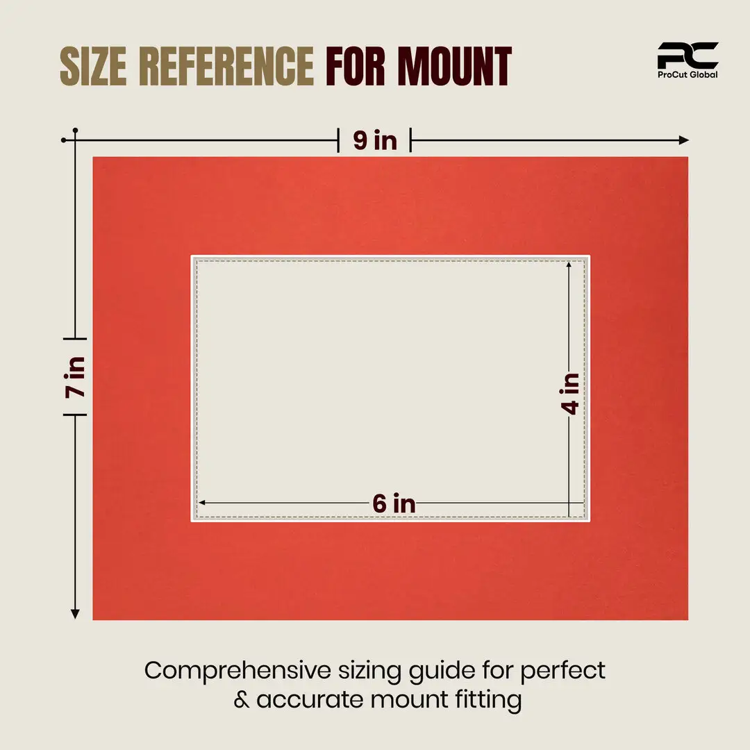 Poppy Red 9x7" Picture Mount With 6x4" Aperture | Acid-Free Mat Board For Photos & Artwork thumbnail 3