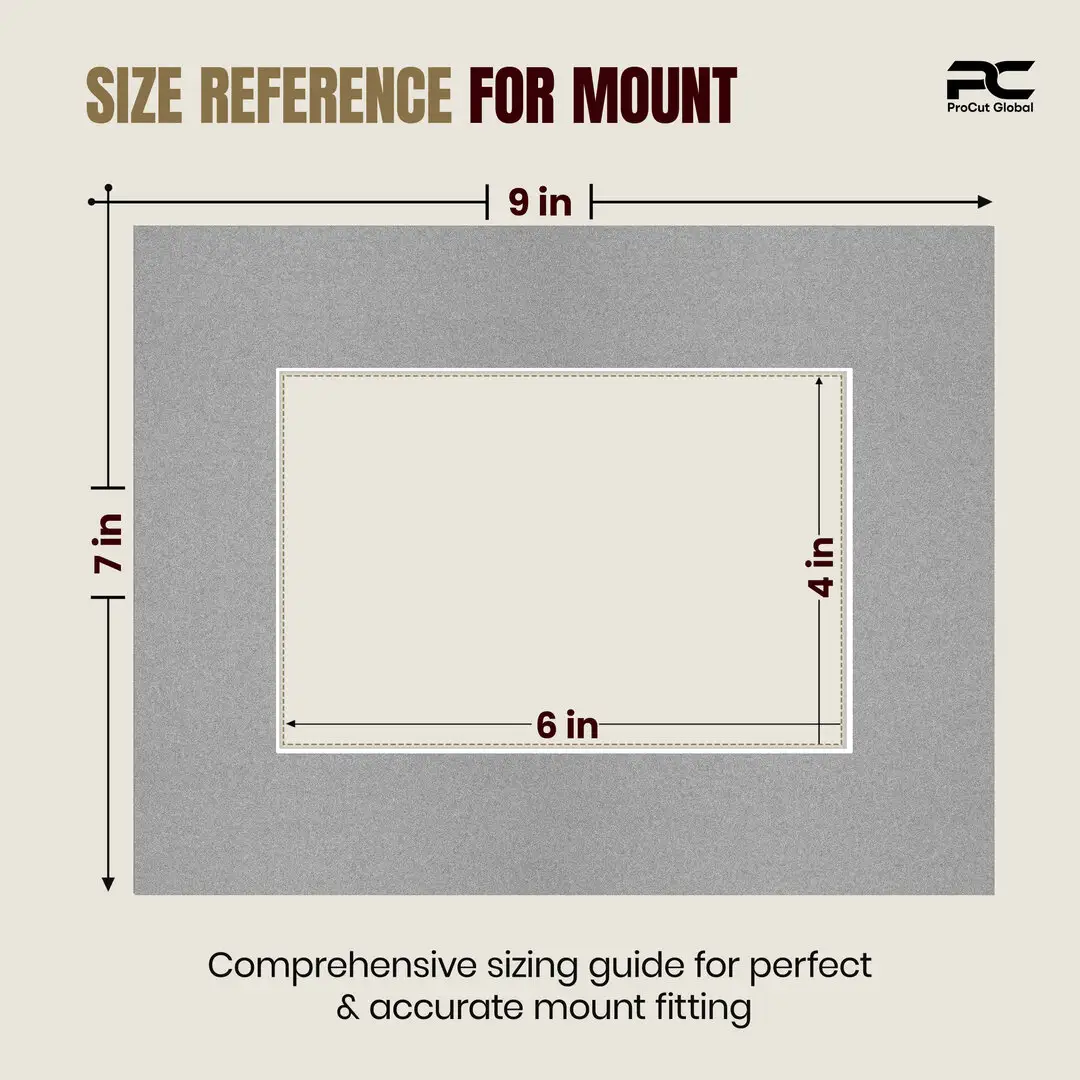 Silver 9x7" Picture Mount With 6x4" Aperture | Acid-Free Mat Board For Picture Frames thumbnail 3