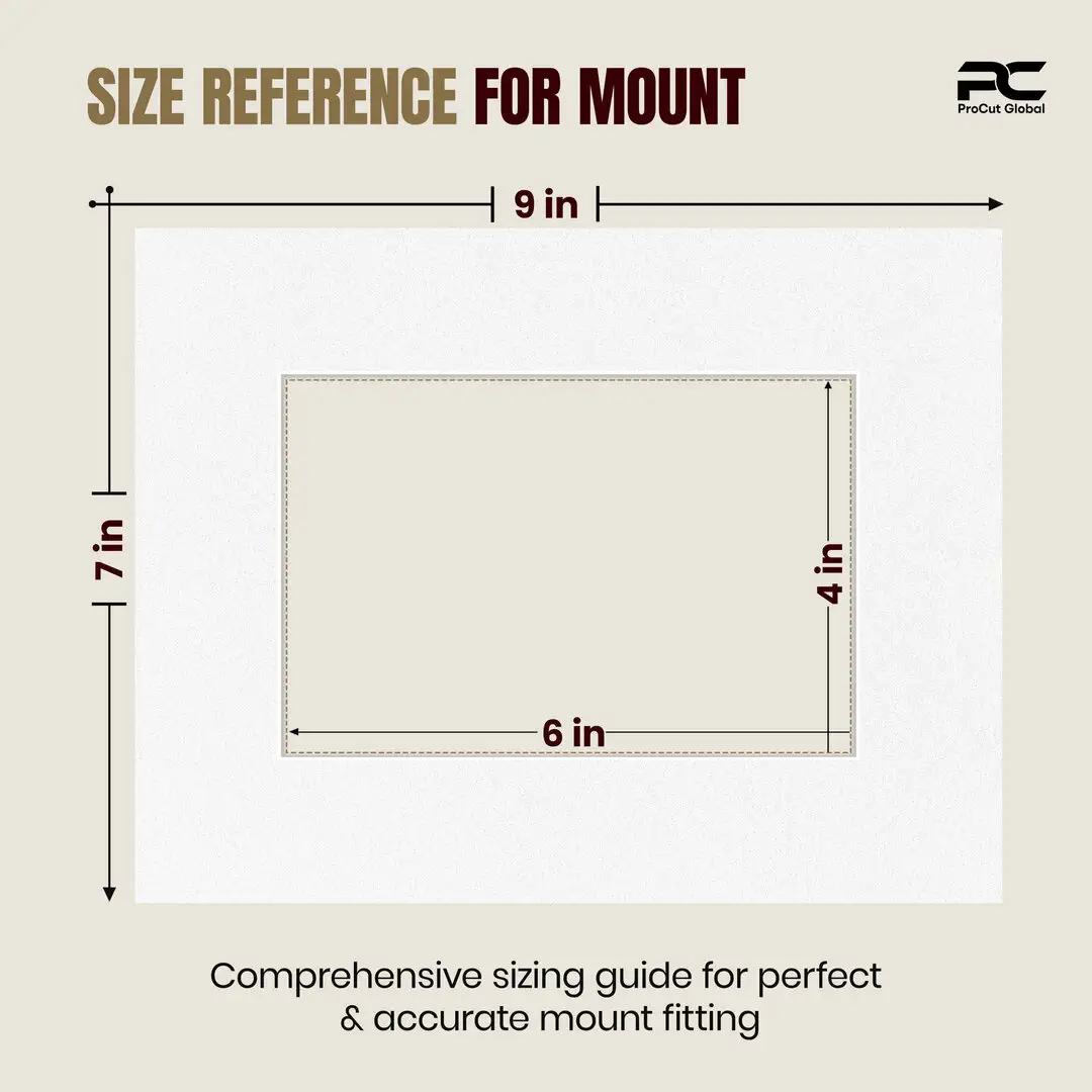 Ice White 9x7" Picture Mount With 6x4" Aperture | Acid-Free Mat Board For Picture Frames thumbnail 3