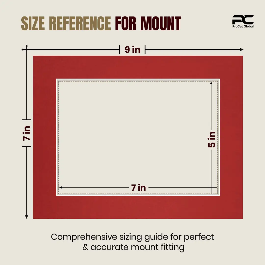 Crimson 9x7" Picture Mount With 7x5" Aperture | Acid-Free Mat Board For Photos & Artwork thumbnail 3
