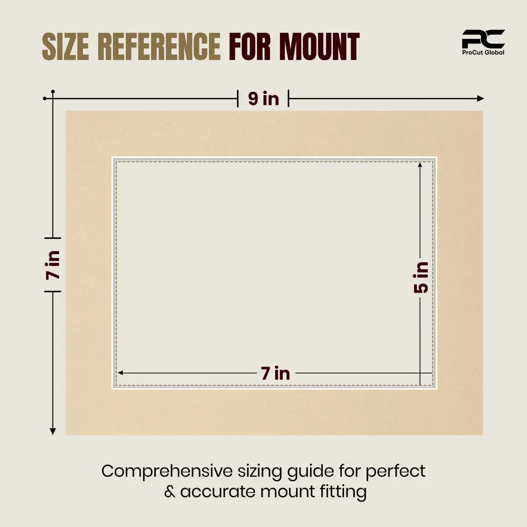 Ivory 9x7" Picture Mount With 7x5" Aperture | Acid-Free Mat Board For Picture Frames thumbnail 3