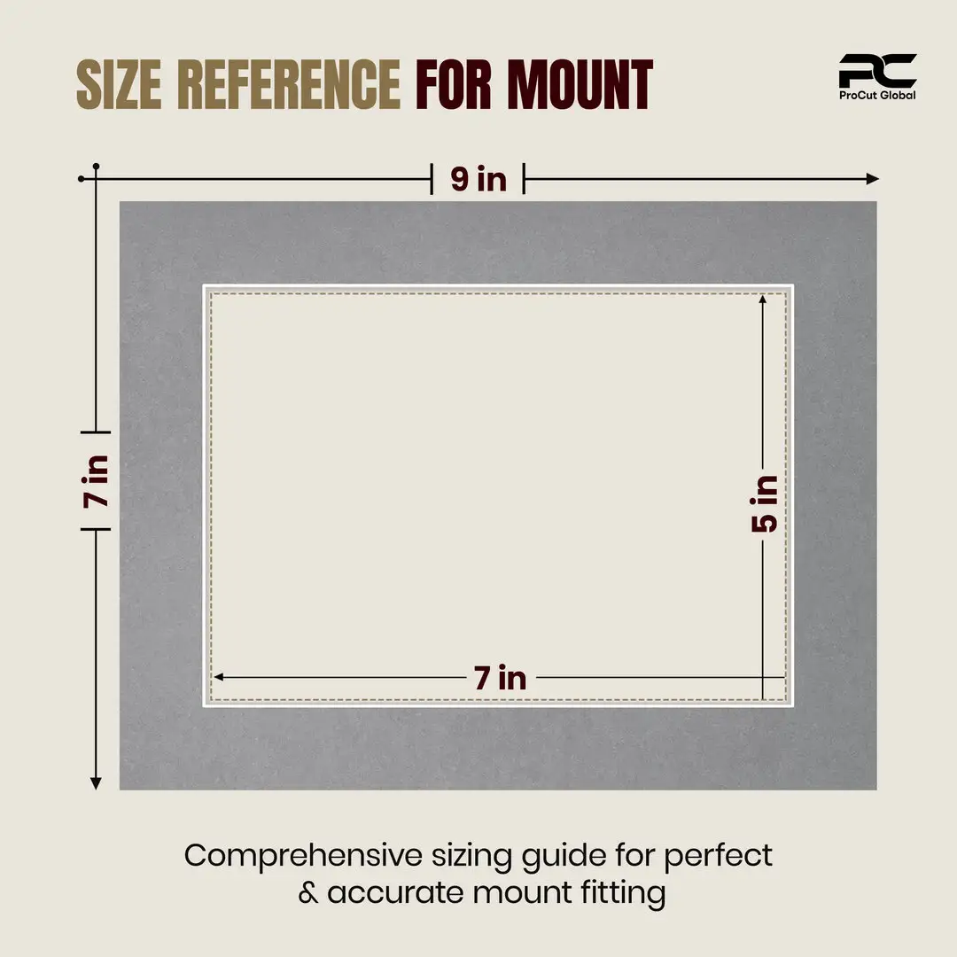Mid Grey 9x7" Picture Mount With 7x5" Aperture | Acid-Free Picture Mount Board thumbnail 3
