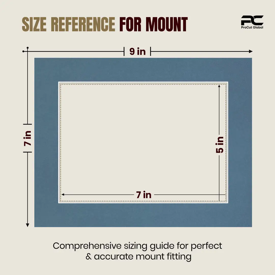 Pompador 9x7" Picture Mount With 7x5" Aperture | Acid-Free Mat Board For Picture Frames thumbnail 3