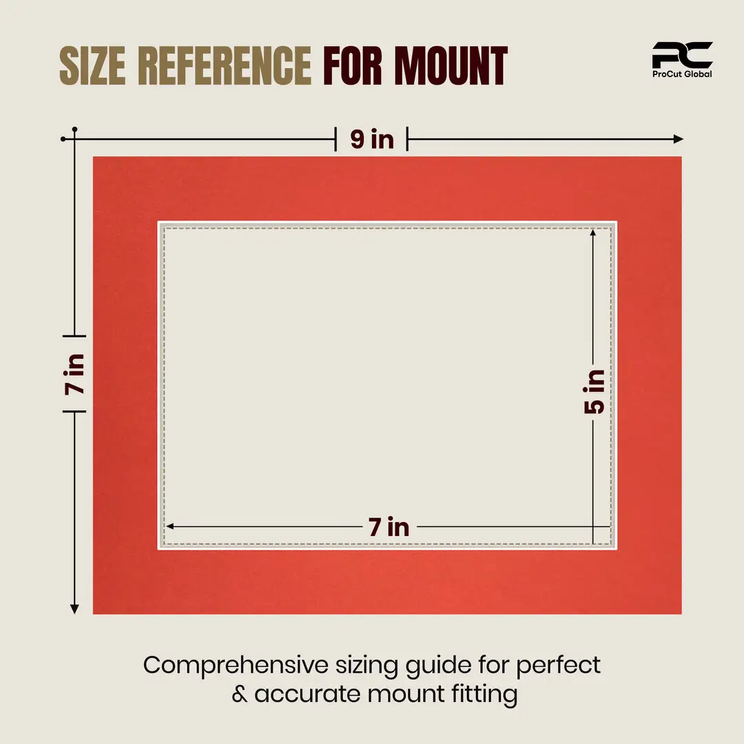 Poppy Red 9x7" Picture Mount With 7x5" Aperture | Acid-Free Mat Board For Picture Frames thumbnail 3