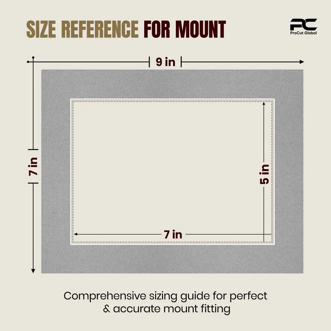 Silver 9x7" Picture Mount With 7x5" Aperture | Acid-Free Mat Board For Picture Frames thumbnail 3