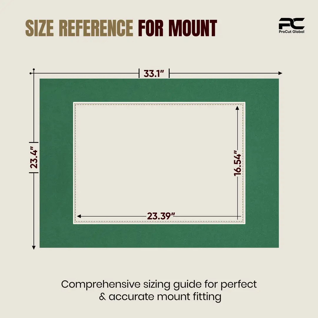 Emerald (Green) A1 Picture Mount With A2 Aperture | Acid-Free Mat Board For Picture Frames thumbnail 3
