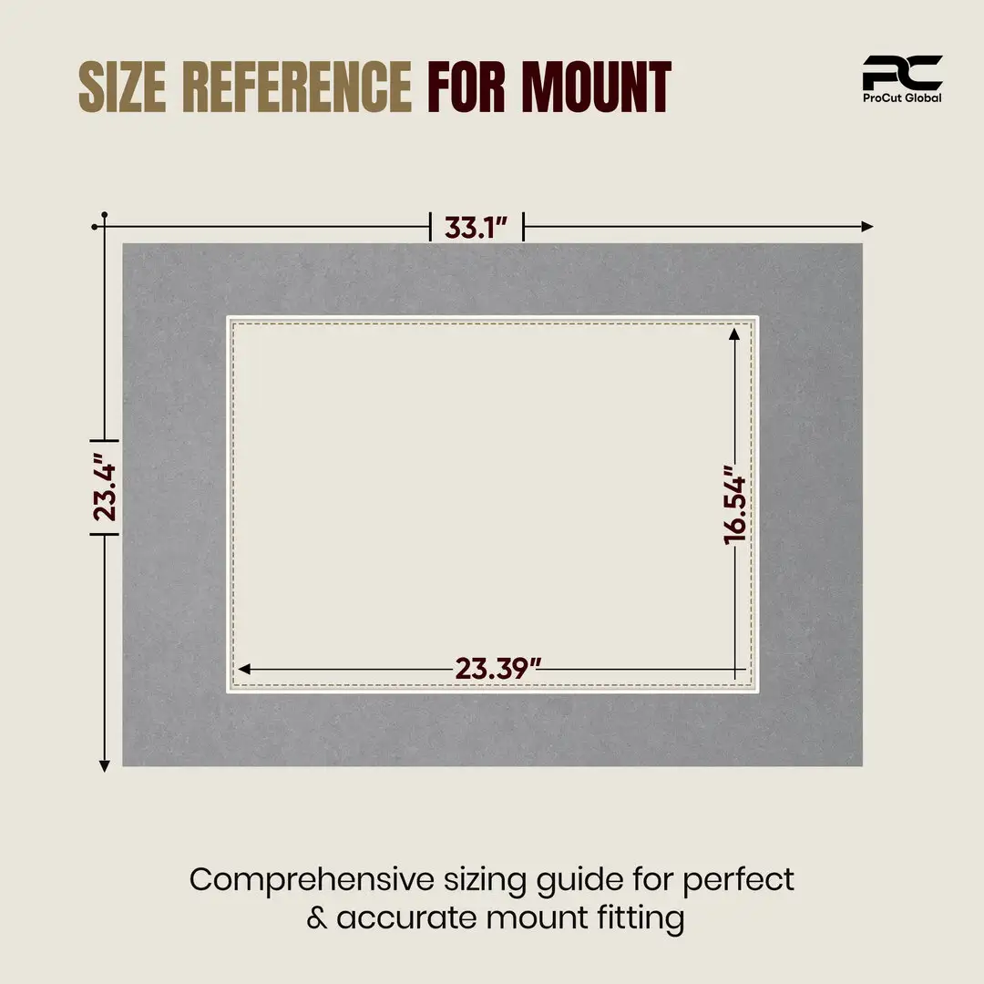 Mid Grey A1 Picture Mount With A2 Aperture | Acid-Free Mat Board For Picture Frames thumbnail 3