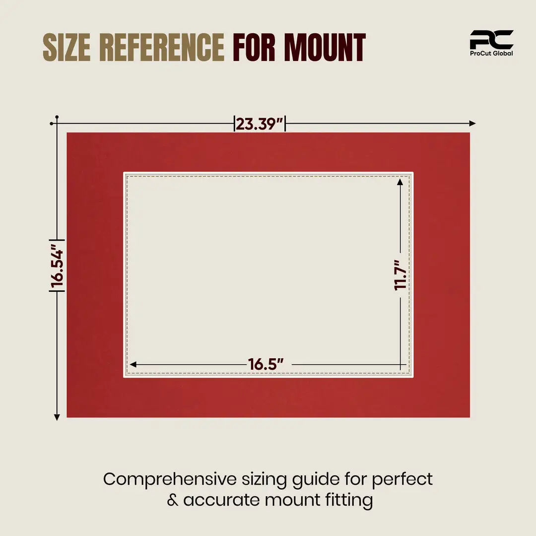 Crimson A2 Picture Mount With A3 Aperture | Acid-Free Mat Board For Picture Frames thumbnail 3
