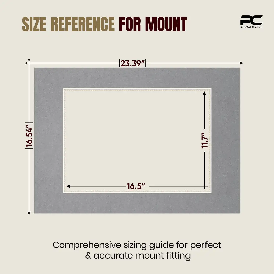 Mid Grey A2 Picture Mount With A3 Aperture | Acid-Free Mat Board For Photos & Artwork thumbnail 3