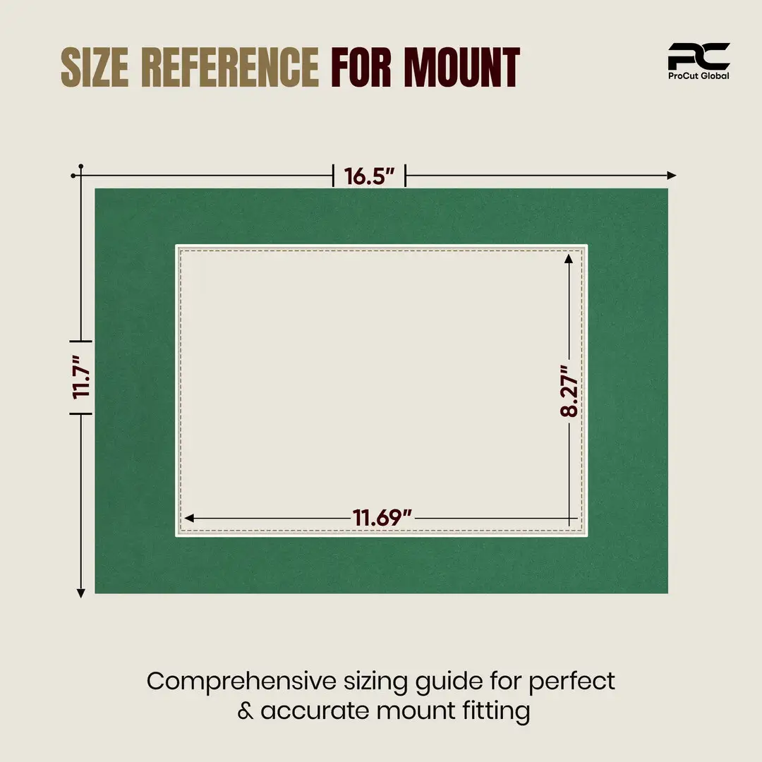 Emerald (Green) A3 Picture Mount With A4 Aperture | Acid-Free Mat Board For Photos & Artwork thumbnail 3