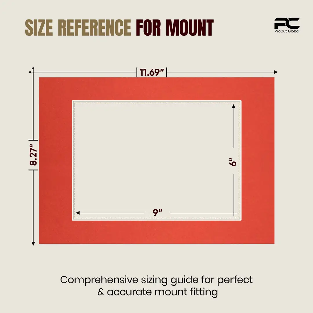 Poppy Red A4 Picture Mount With 9x6" Aperture | Acid-Free Picture Mount Board thumbnail 3