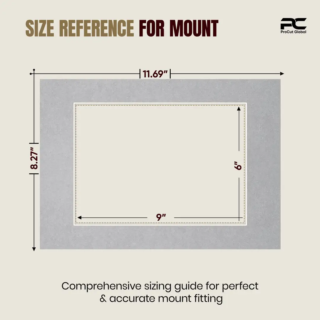 Silver A4 Picture Mount With 9x6" Aperture | Acid-Free Mat Board For Photos & Artwork thumbnail 3