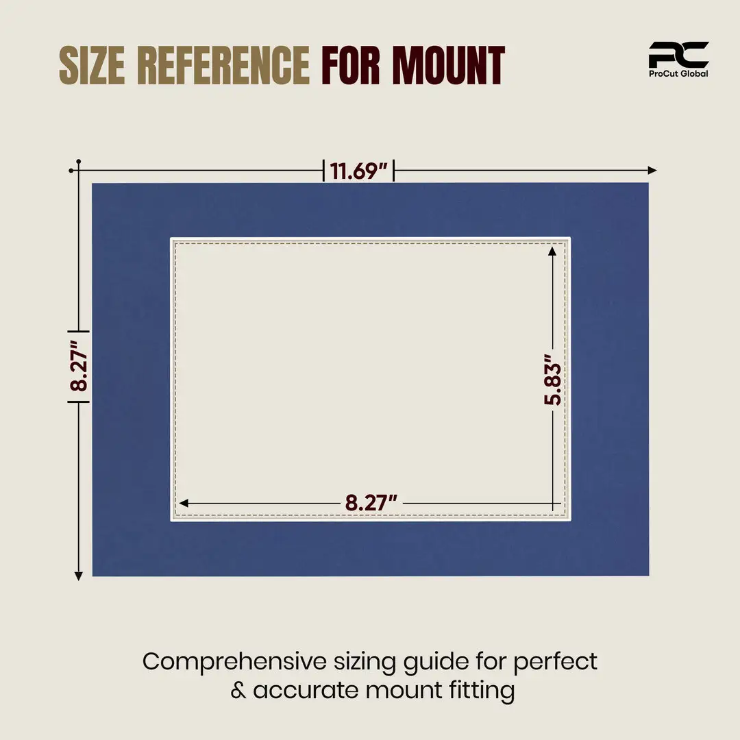 Blue A4 Picture Mount With A5 Aperture | Acid-Free Mat Board For Picture Frames thumbnail 3