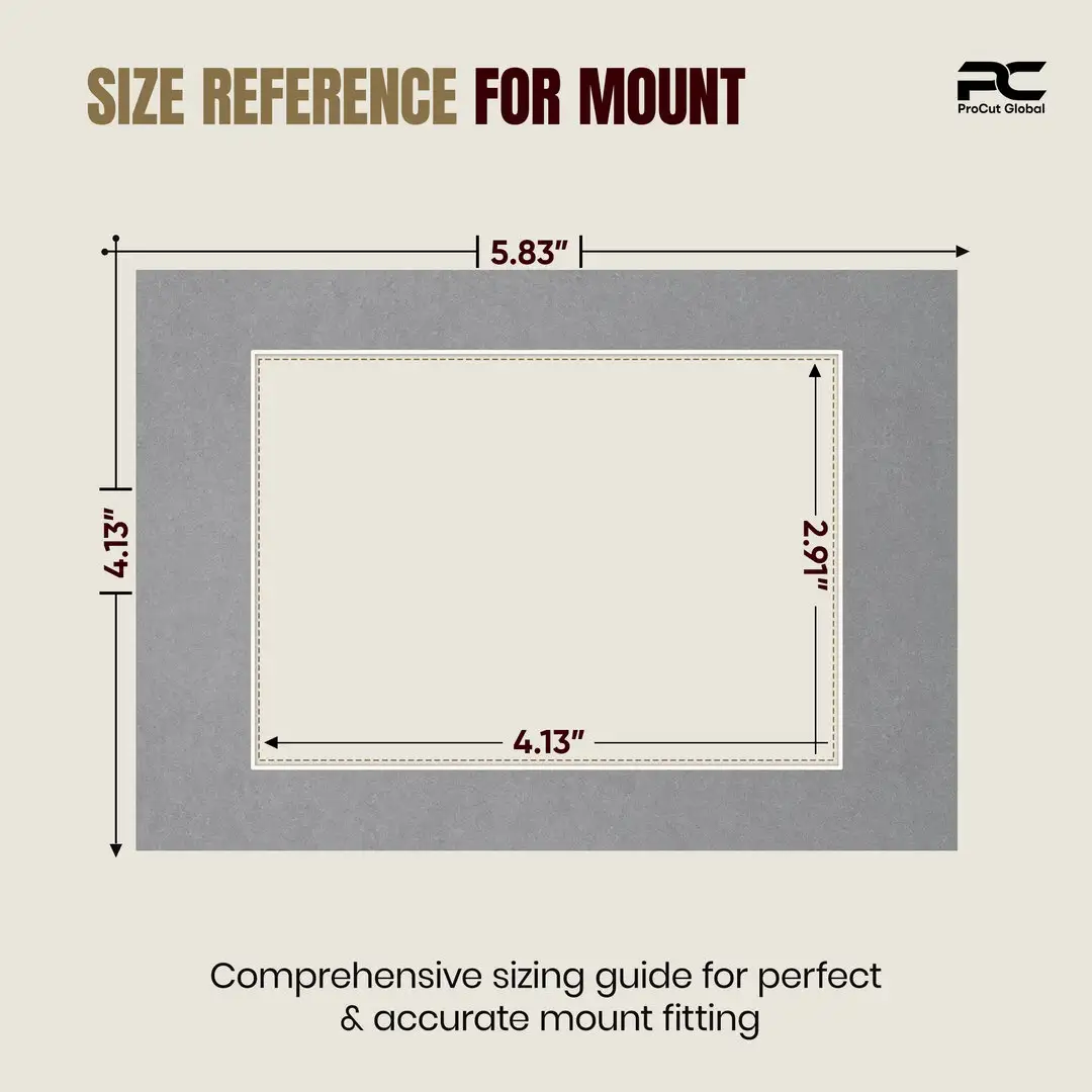 Mid Grey A6 Picture Mount With A7 Aperture | Acid-Free Picture Mount Board thumbnail 3