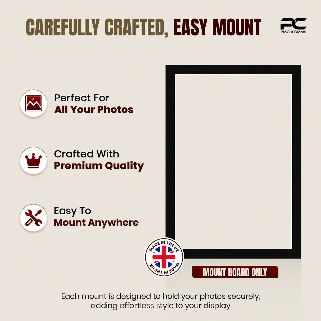 Black 100x70cm Picture Mount With 90x60cm Aperture | Acid-Free Mat Board For Photos & Artwork thumbnail 8