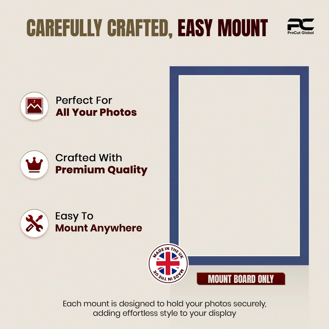Blue 100x70cm Picture Mount With 90x60cm Aperture | Acid-Free Mat Board For Photos & Artwork thumbnail 8