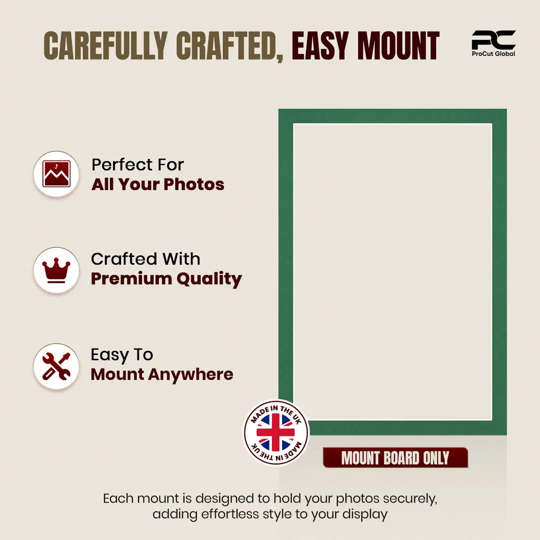 Emerald (Green) 100x70cm Picture Mount With 90x60cm Aperture | Acid-Free Mat Board For Picture Frames thumbnail 8