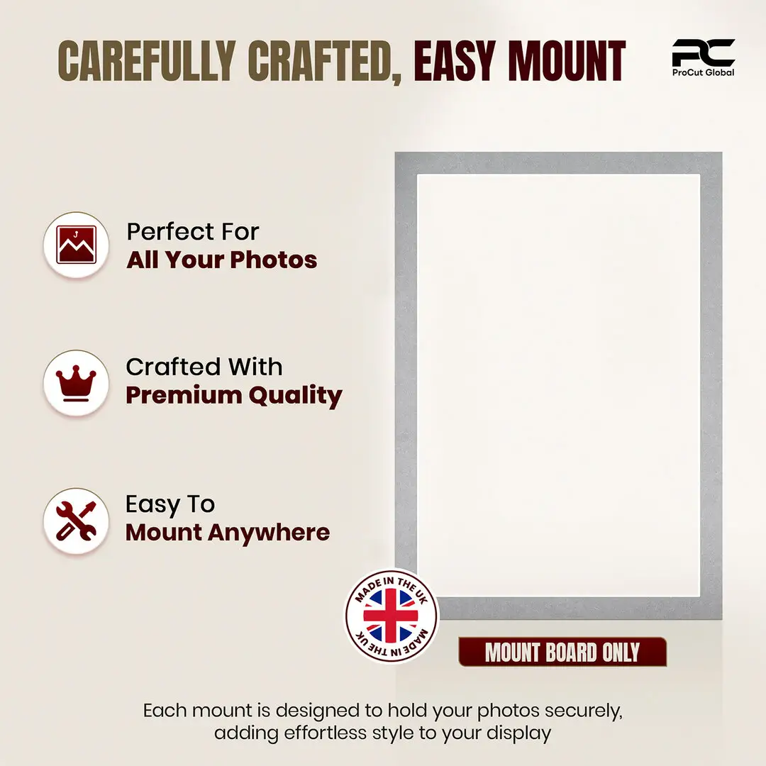 Silver 100x70cm Picture Mount With 90x60cm Aperture | Acid-Free Mat Board For Photos & Artwork thumbnail 8