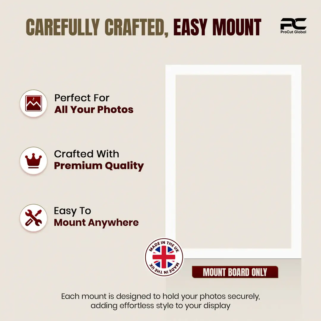 Ice White 100x70cm Picture Mount With 90x60cm Aperture | Acid-Free Mat Board For Picture Frames thumbnail 8