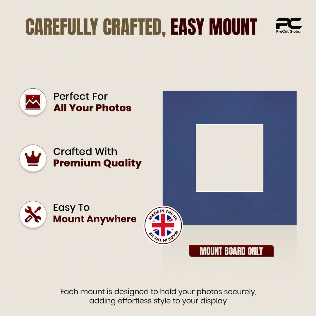 Blue 10x10" Picture Mount With 5x5" Aperture | Acid-Free Mat Board For Picture Frames thumbnail 8