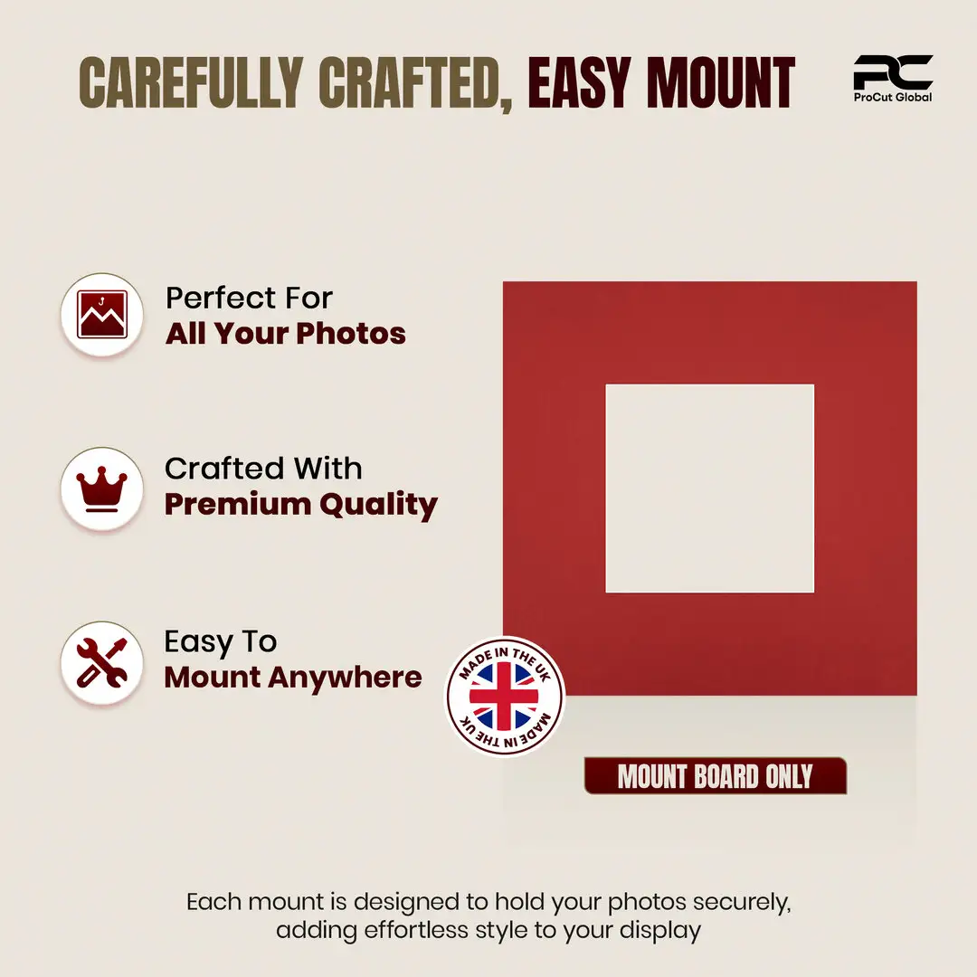 Crimson 10x10" Picture Mount With 5x5" Aperture | Acid-Free Picture Mount Board thumbnail 8