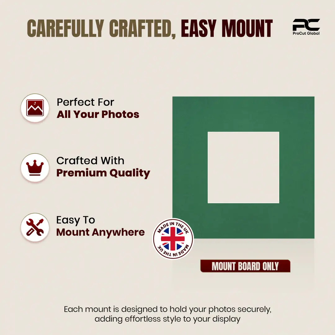 Emerald (Green) 10x10" Picture Mount With 5x5" Aperture | Acid-Free Mat Board For Picture Frames thumbnail 8