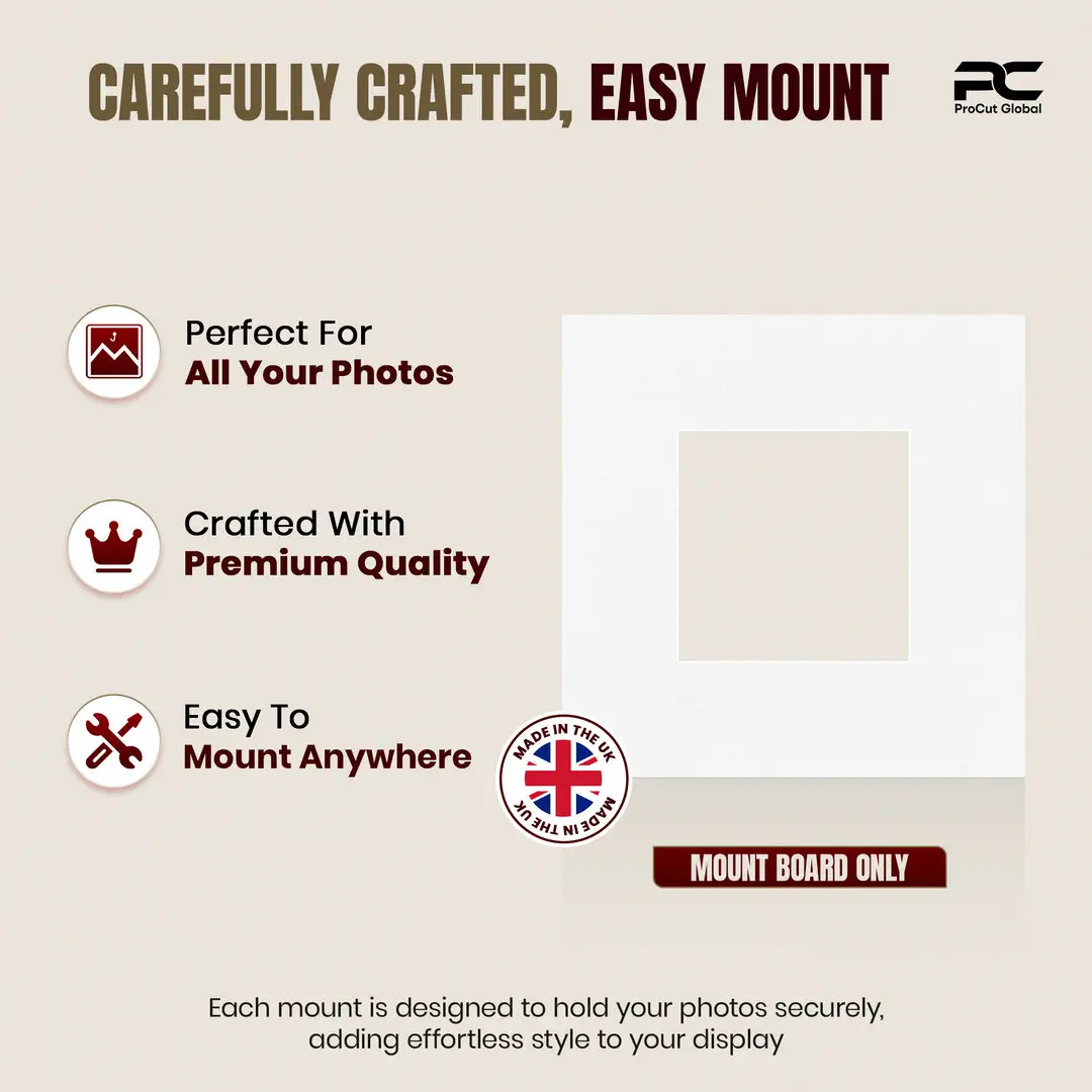 Ice White 10x10" Picture Mount With 5x5" Aperture | Acid-Free Mat Board For Picture Frames thumbnail 8