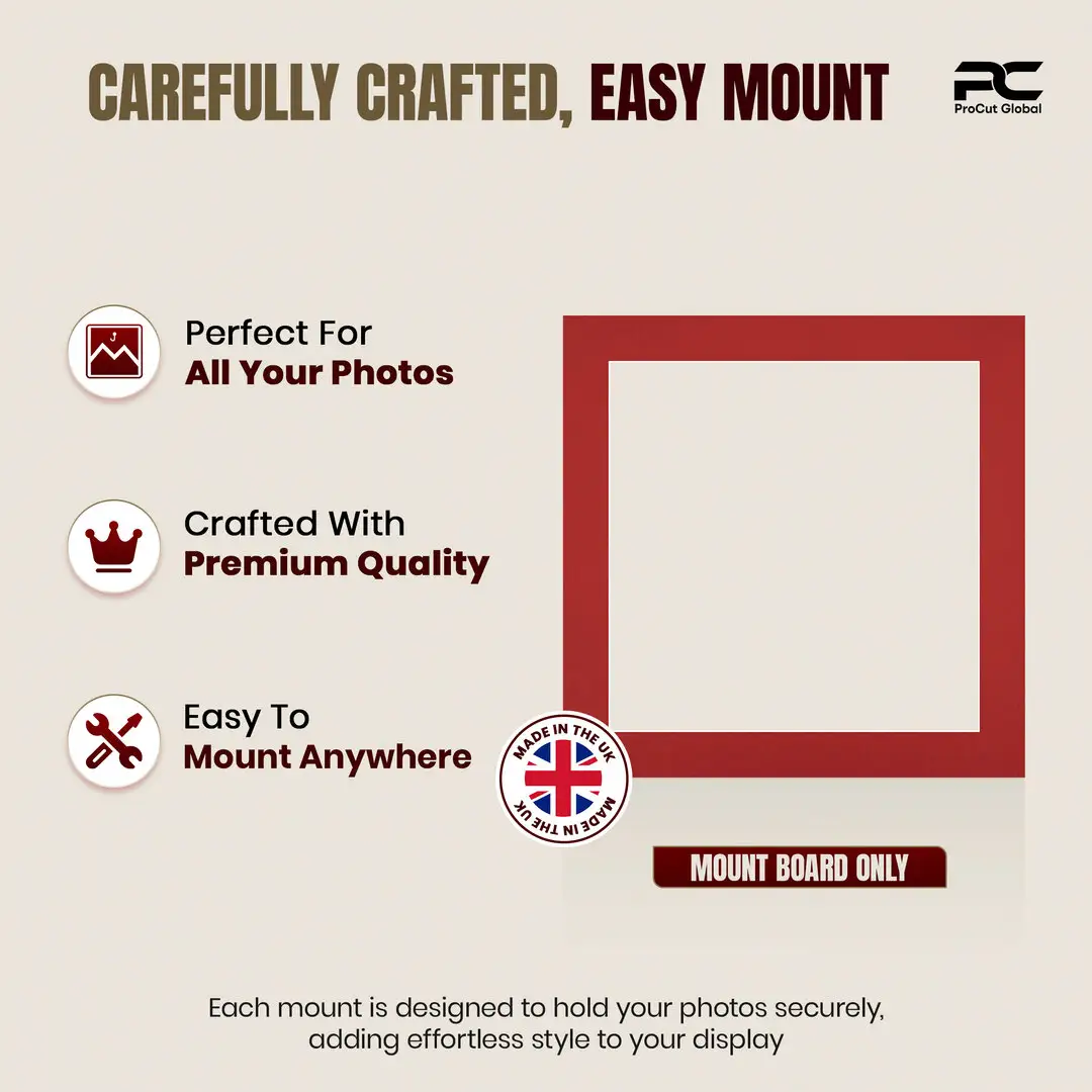 Crimson 10x10" Picture Mount With 8x8" Aperture | Acid-Free Mat Board For Photos & Artwork thumbnail 8
