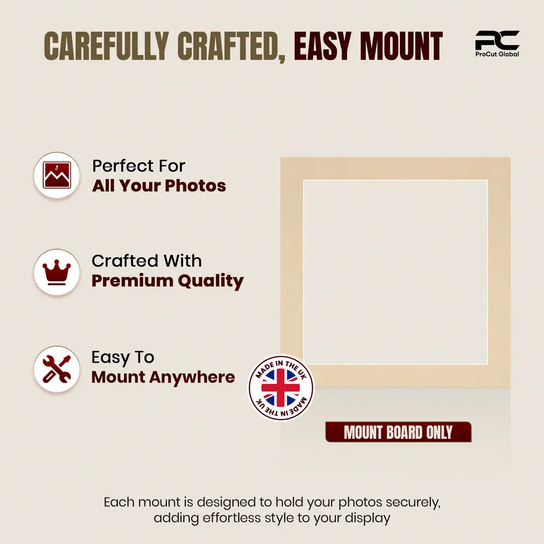 Ivory 10x10" Picture Mount With 8x8" Aperture | Acid-Free Picture Mount Board thumbnail 8