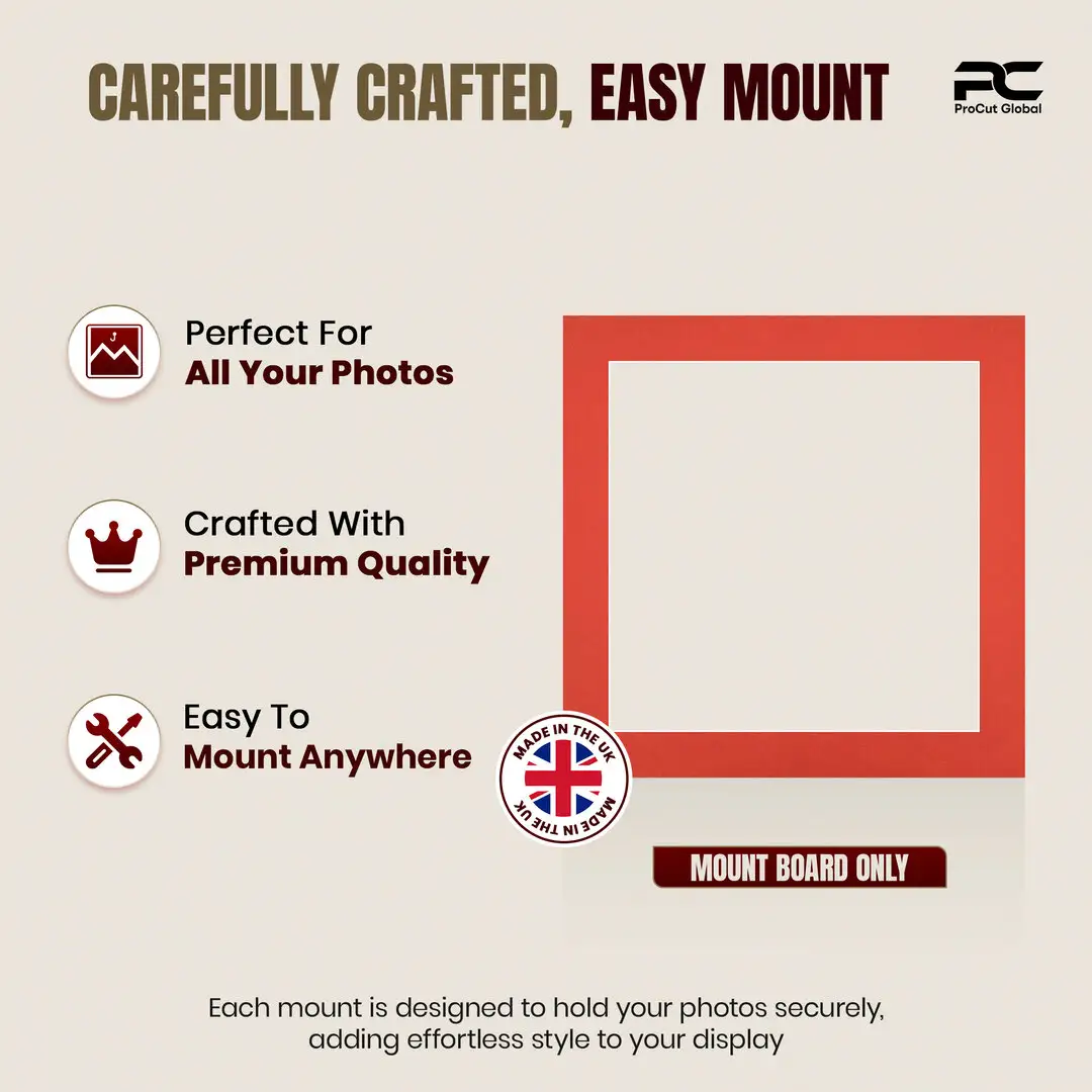 Poppy Red 10x10" Picture Mount With 8x8" Aperture | Acid-Free Picture Mount Board thumbnail 8