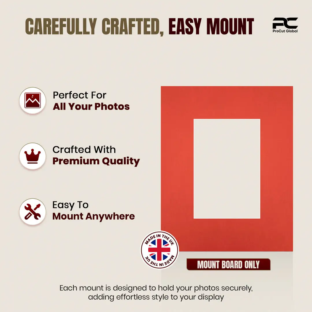 Poppy Red 10x8" Picture Mount With 6x4" Aperture | Acid-Free Mat Board For Picture Frames thumbnail 8