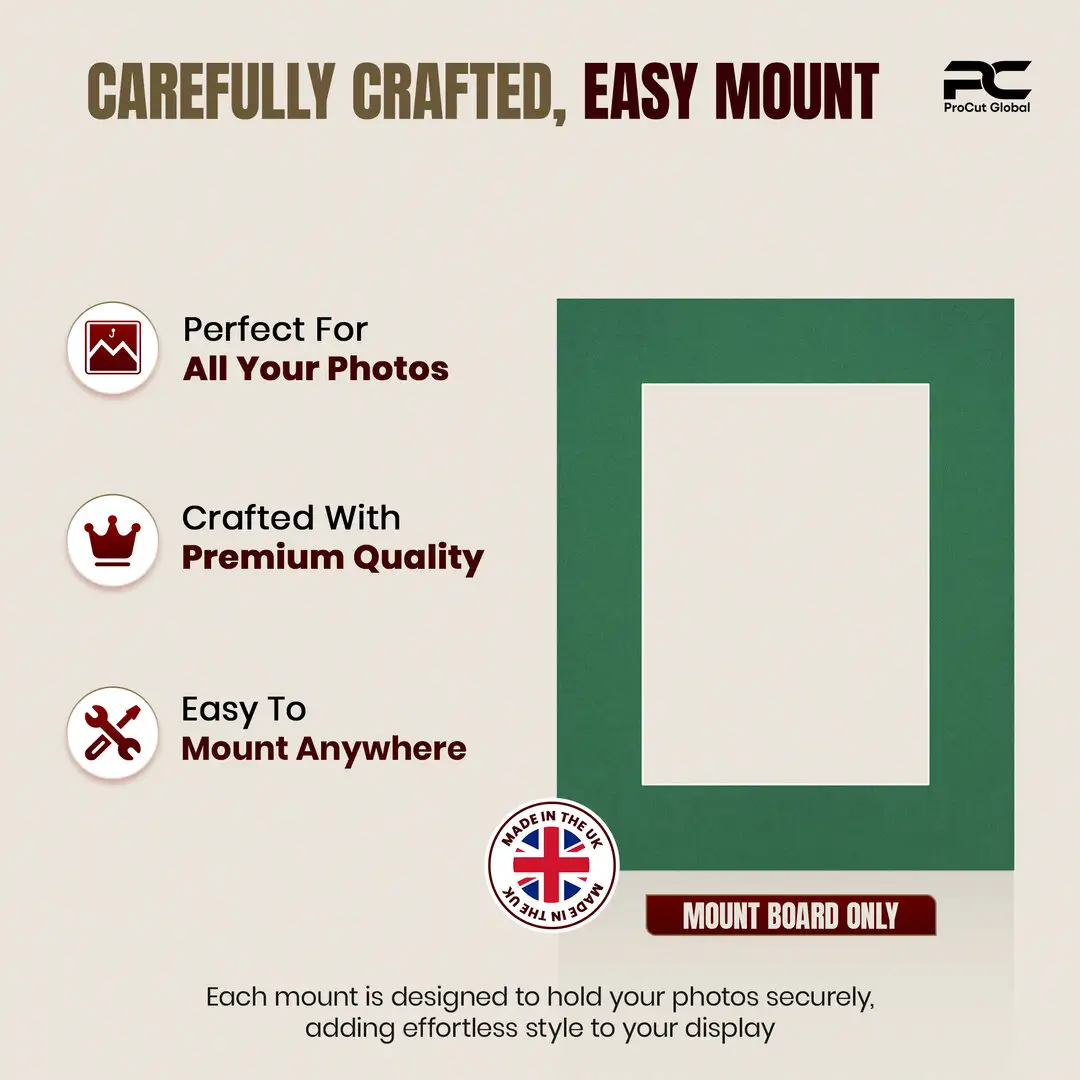 Emerald (Green) 10x8" Picture Mount With 7x5" Aperture | Acid-Free Mat Board For Picture Frames thumbnail 8